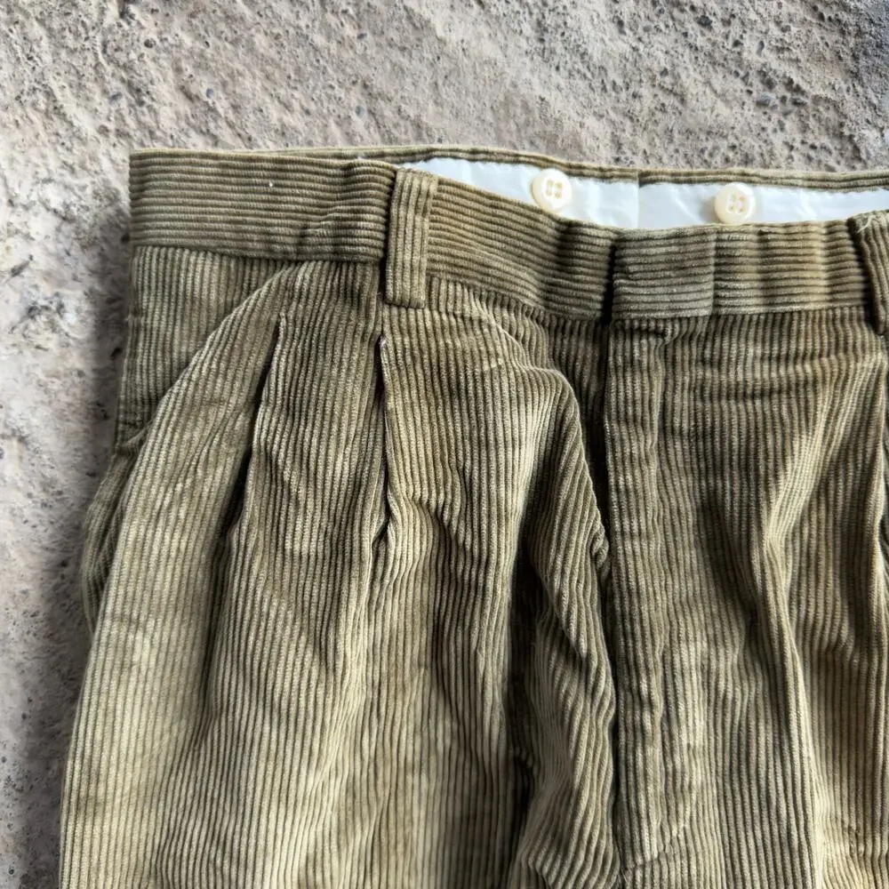 Vtg Country Traditionals Pendleton Green Corduroy Pants Trousers Pleated 32x31